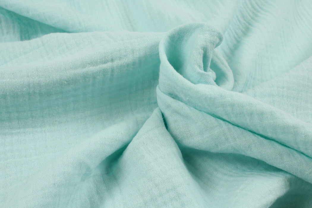 Cotton Double Muslin - 18 colors available - Mint-Fabric-FabricSight