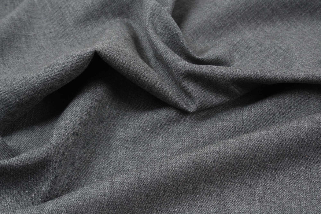 Cotton Flannel - Medium Grey Melange and Navy-Fabric-FabricSight