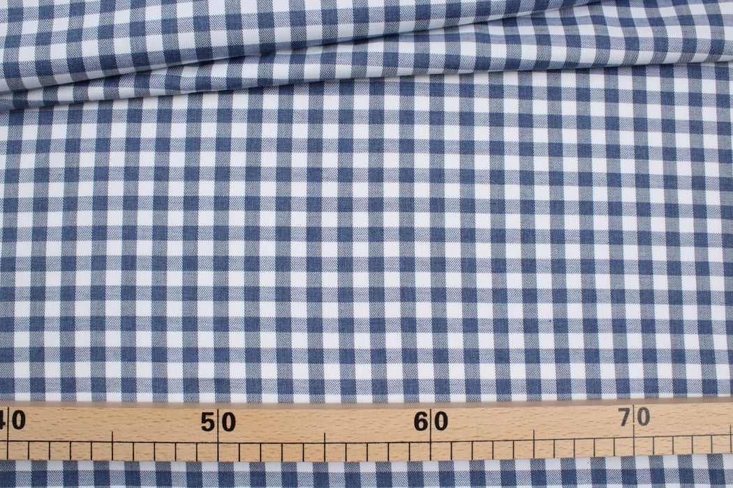 Cotton Flannel Shirting - Blue / White Vichy-Fabric-FabricSight