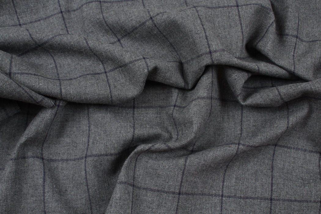 Cotton Flannel Windowpane - Grey-Fabric-FabricSight