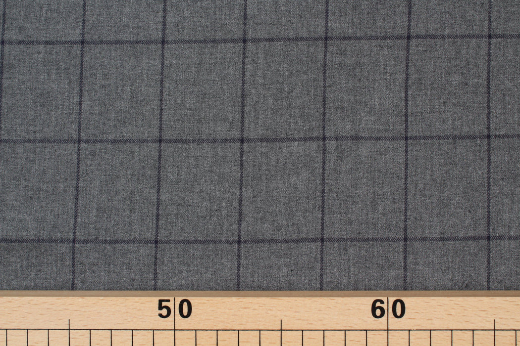 Cotton Flannel Windowpane - Grey-Fabric-FabricSight