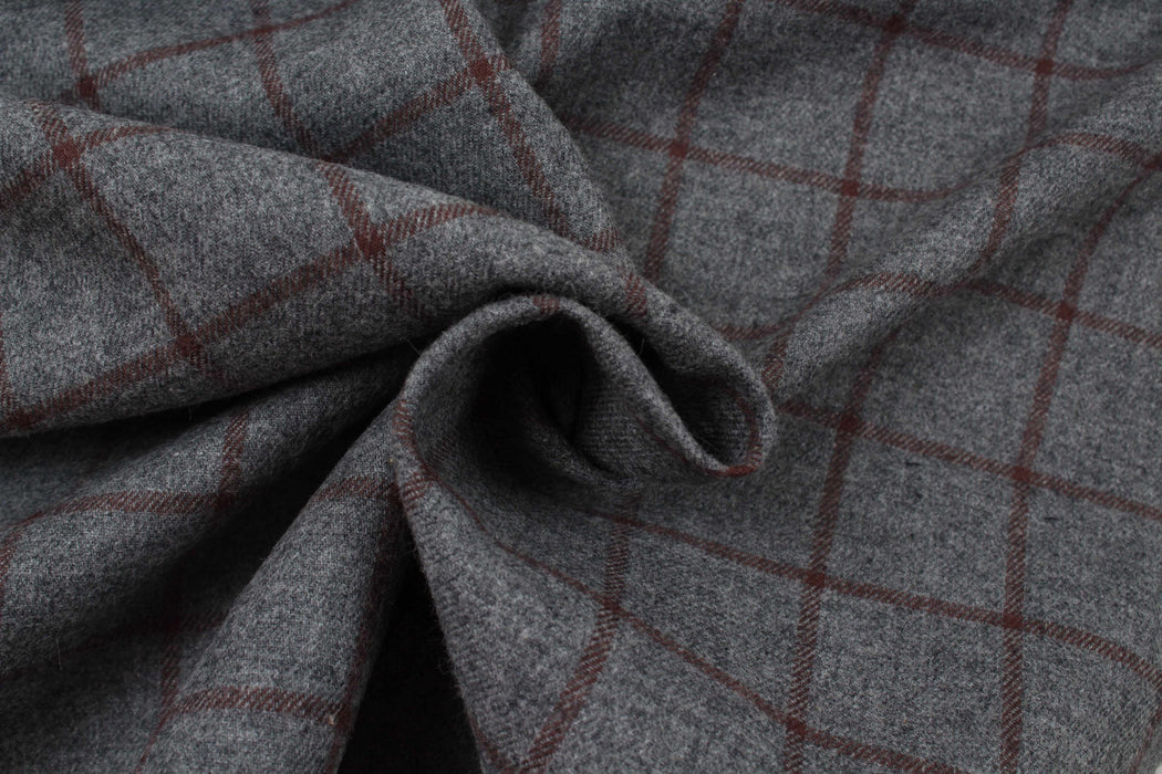 Cotton Flannel Windowpane - Grey-Fabric-FabricSight