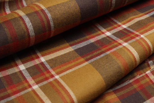 Cotton Flannel for Shirts - Brown Checks - Remnant-Remnant-FabricSight