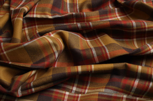 Cotton Flannel for Shirts - Brown Checks - Remnant-Remnant-FabricSight