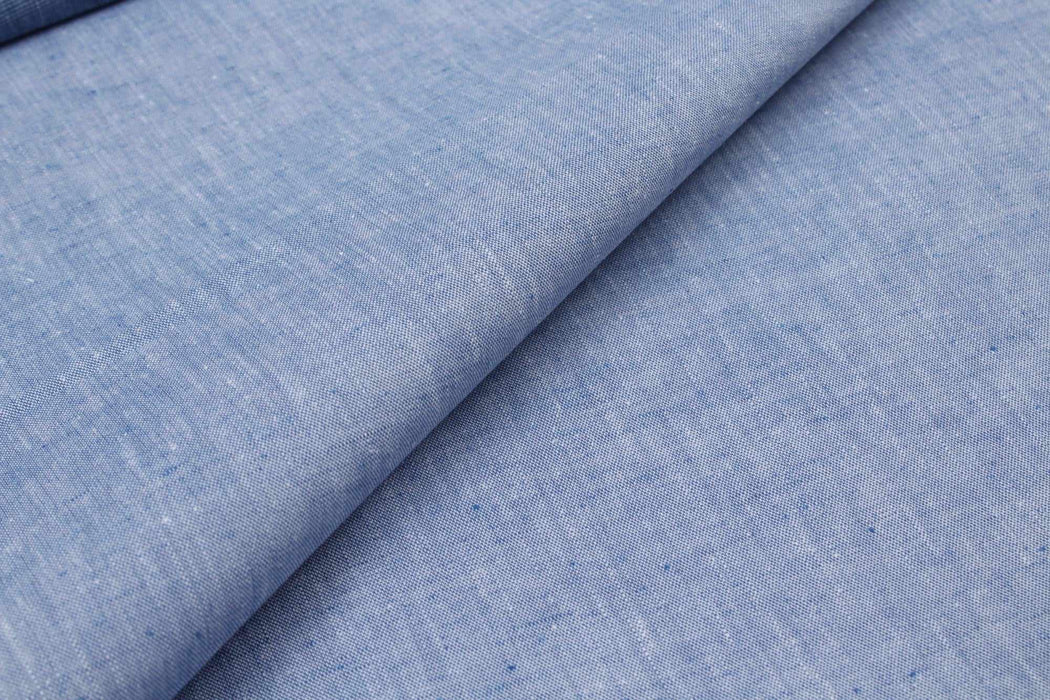 Cotton Linen Fabric for Summer - Vichy Checks and Stripes (Blue)-Fabric-FabricSight