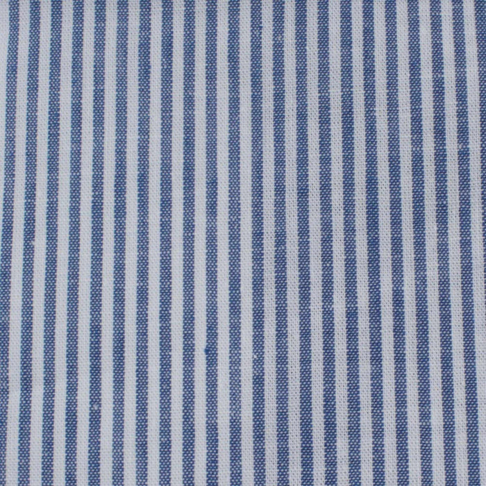 Cotton Linen Fabric for Summer - Vichy Checks and Stripes (Blue)-Fabric-FabricSight