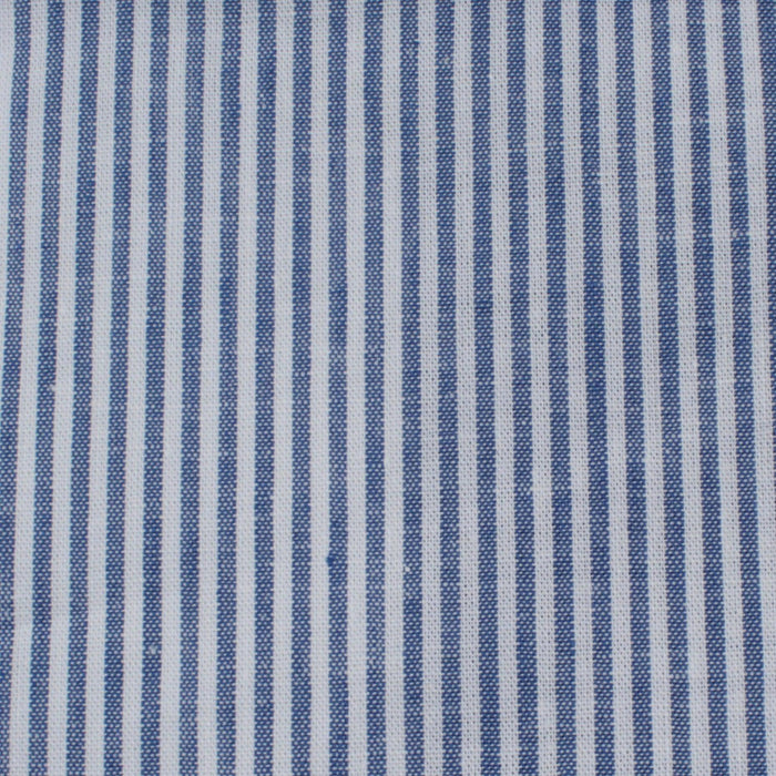 Cotton Linen Fabric for Summer - Vichy Checks and Stripes (Blue)-Fabric-FabricSight