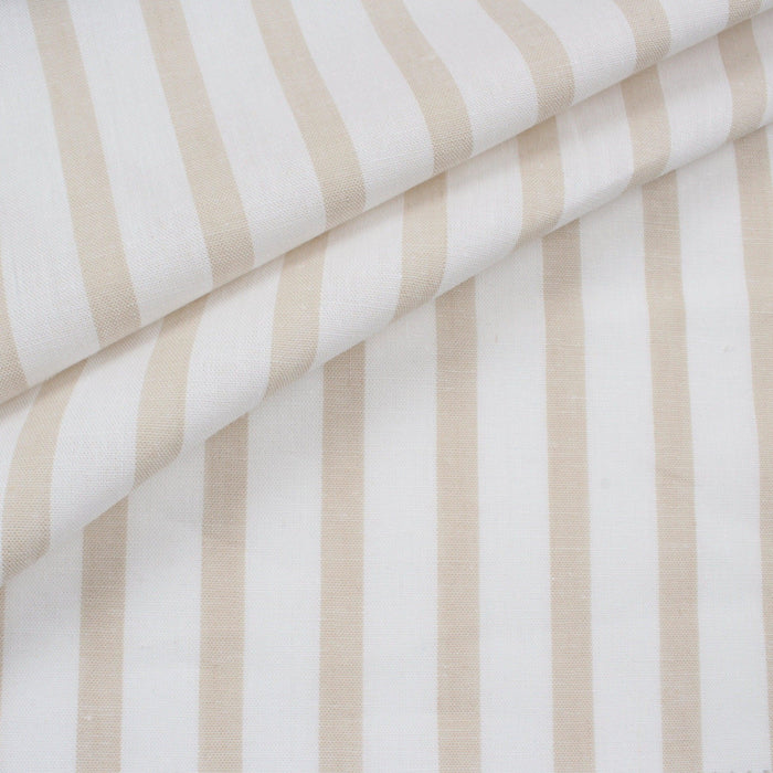 Cotton Linen Stripes for Summer - Beige-Fabric-FabricSight