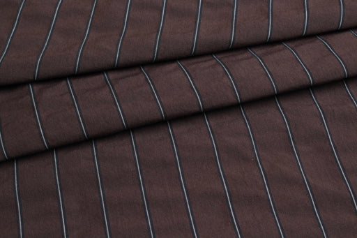 Cotton Seersucker – Wide Pinstripe for Trousers - Brown Remnant-Remnant-FabricSight