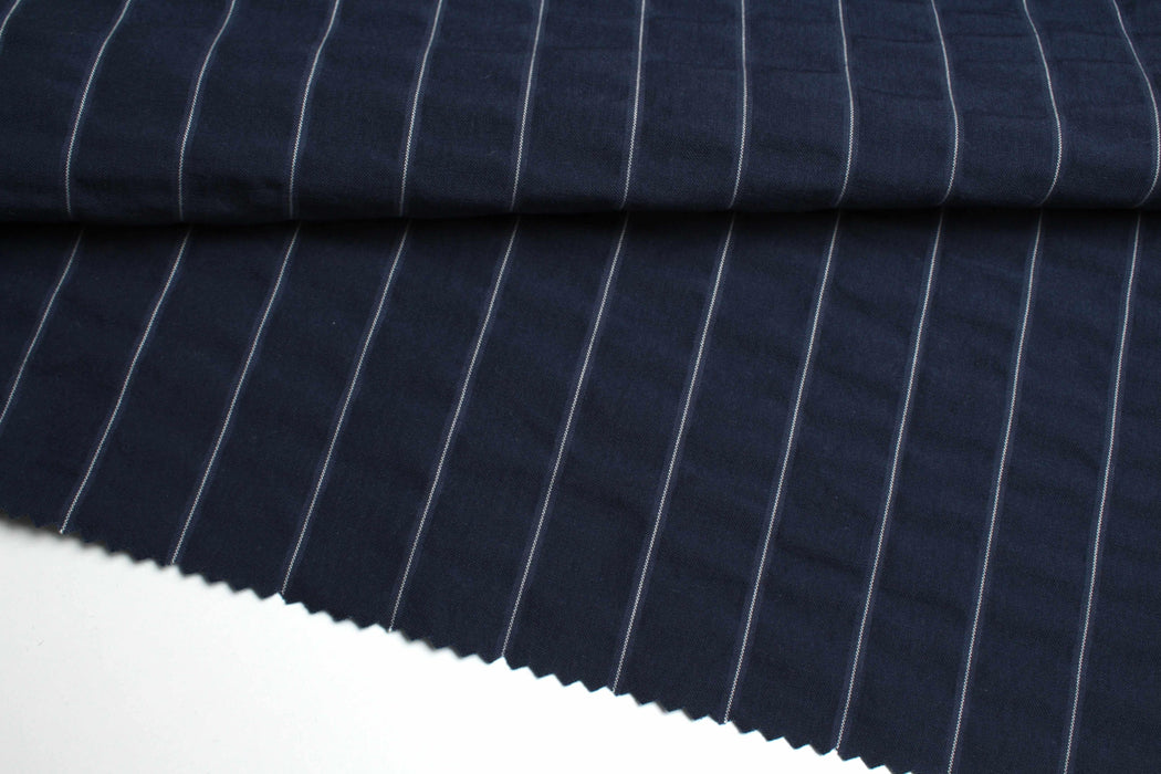 Cotton Seersucker – Wide Pinstripe for Trousers-Fabric-FabricSight