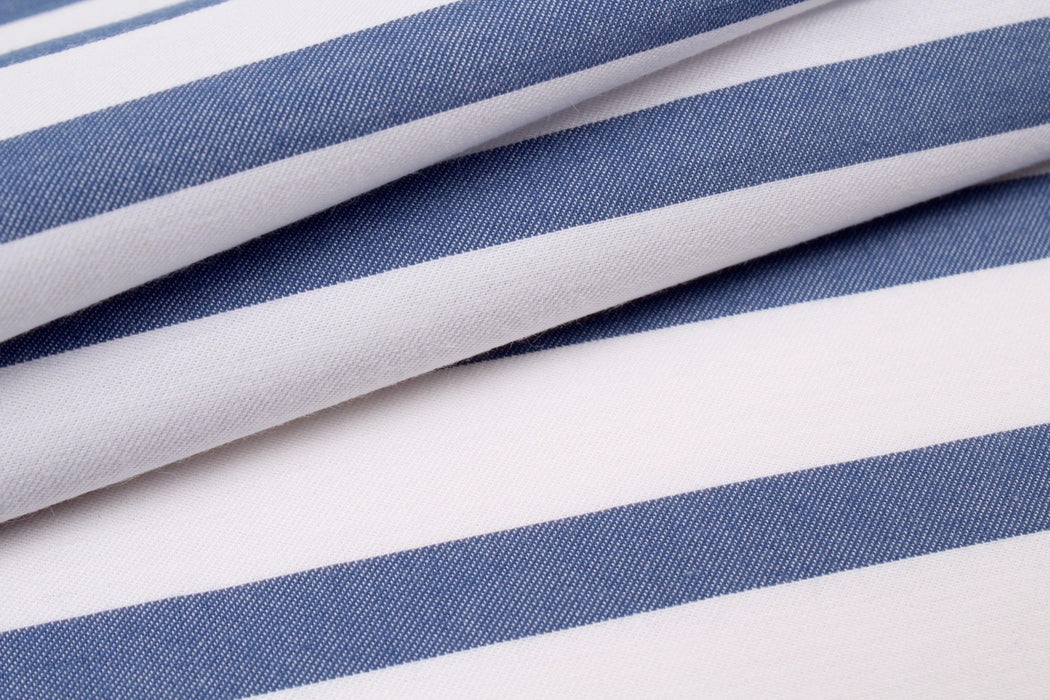 Cotton Shirting - Blue and White Stripes-Fabric-FabricSight