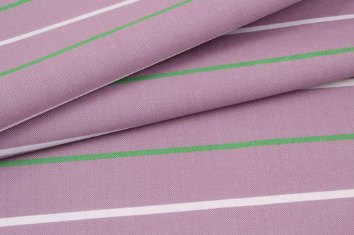 Cotton Shirting - Lilac and Green Stripes-Fabric-FabricSight