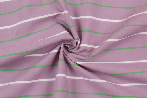 Cotton Shirting - Lilac and Green Stripes-Fabric-FabricSight