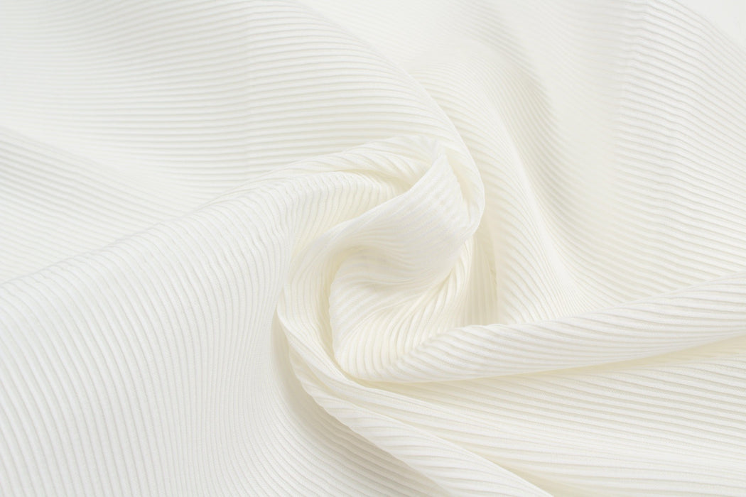 Cotton Silk Pleated Fabric - White-Fabric-FabricSight