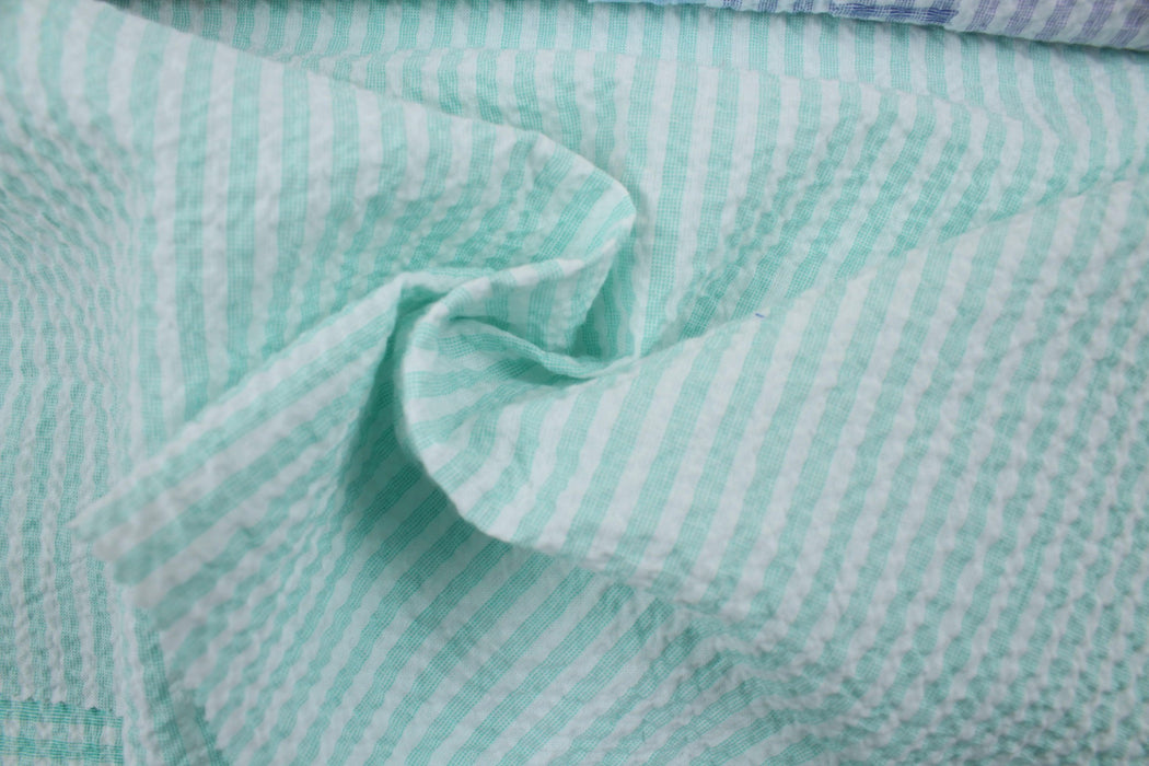 Cotton Stretch Seersucker - Stripes - 7 Colors Available-Fabric-FabricSight