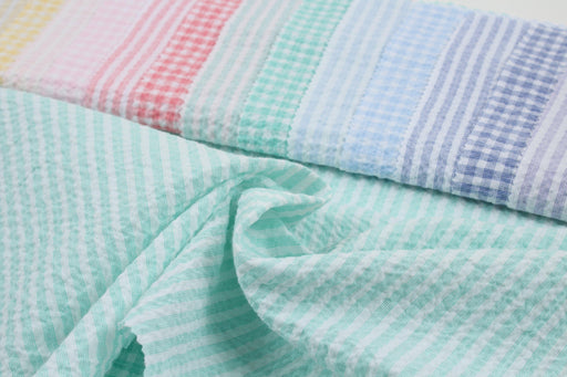 Cotton Stretch Seersucker - Stripes - 7 Colors Available-Fabric-FabricSight