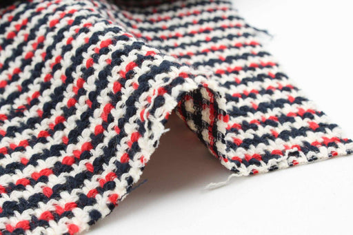 Cotton Stretch Tweed for Bottoms and Jackets - Red, White and Navy-Fabric-FabricSight