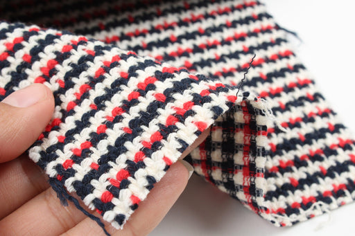 Cotton Stretch Tweed for Bottoms and Jackets - Red, White and Navy-Fabric-FabricSight