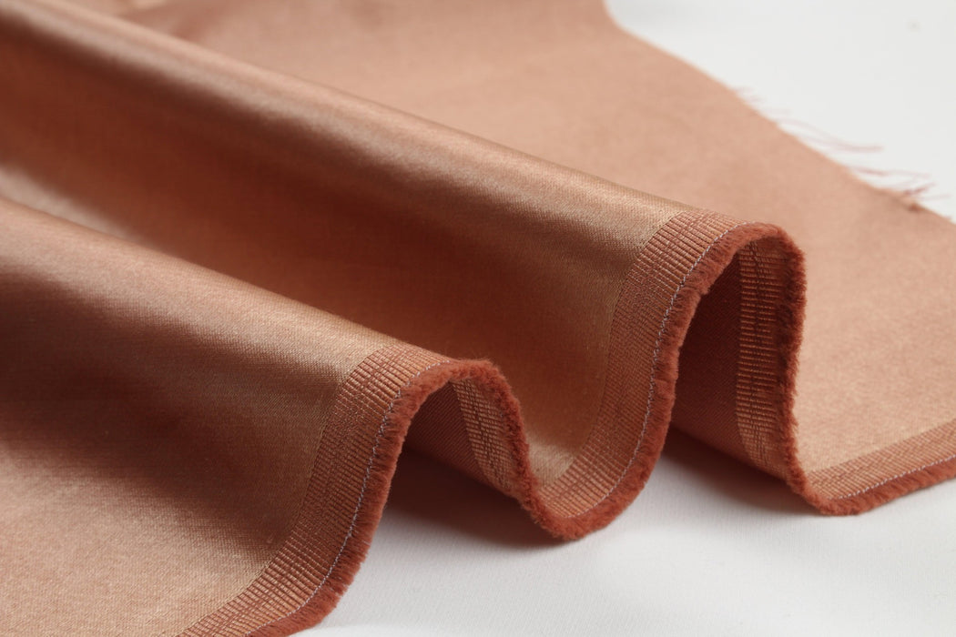 Cotton Viscose Satin - Golden Pink-Fabric-FabricSight