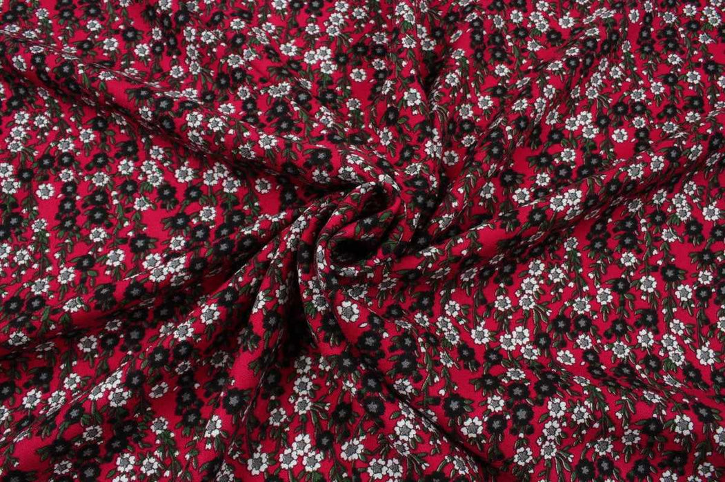 Crepe de Chine - Viscose Wool Blend - Ditsy Floral Print-Fabric-FabricSight