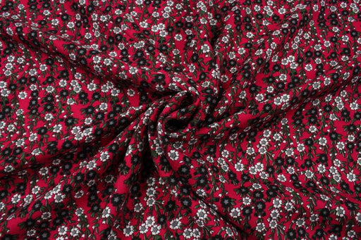 Crepe de Chine - Viscose Wool Blend - Ditsy Floral Print-Fabric-FabricSight