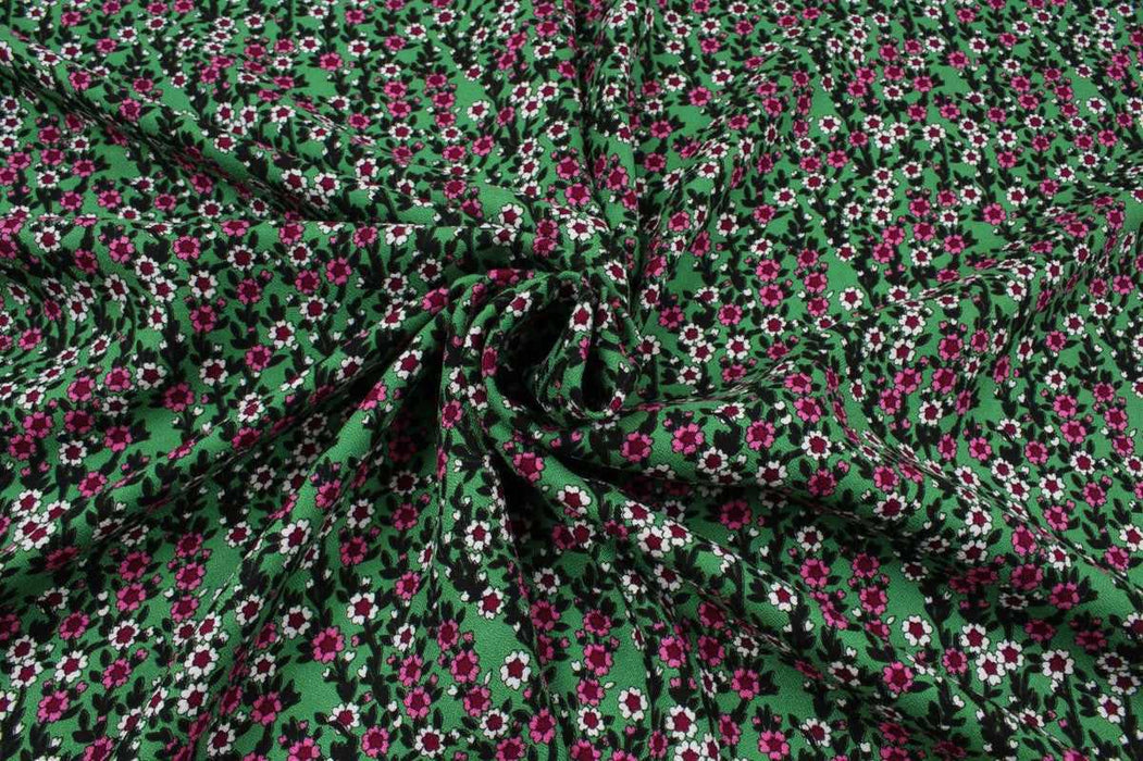 Crepe de Chine - Viscose Wool Blend - Ditsy Floral Print-Fabric-FabricSight