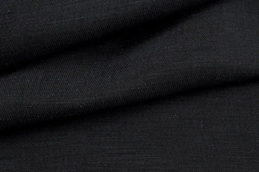 Cupro Linen Twill, Vegan Certified - STEFANY - Black (Remnant)-Remnant-FabricSight