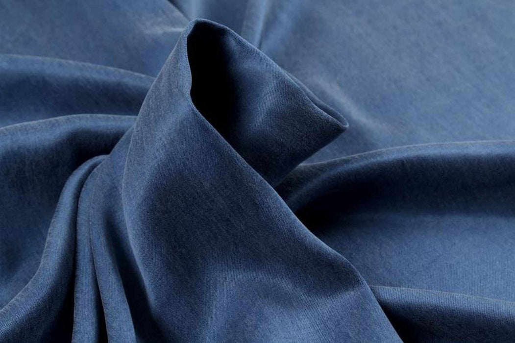 Cupro Viscose Blend Twill, Vegan Certified - AQUA (+40 Colors)-Fabric-FabricSight