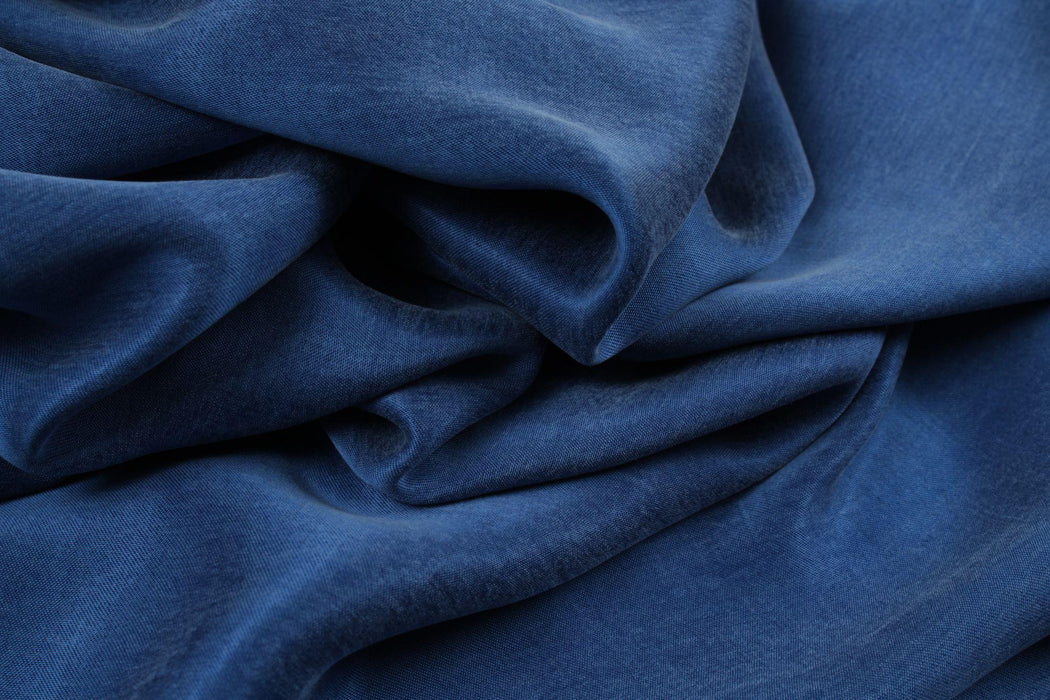 Cupro Viscose Blend Twill, Vegan Certified - AQUA (+40 Colors)-Fabric-FabricSight