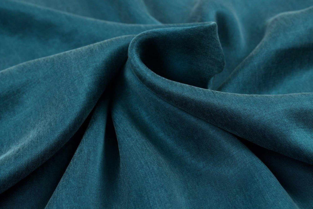 Cupro Viscose Blend Twill, Vegan Certified - AQUA (+40 Colors)-Fabric-FabricSight