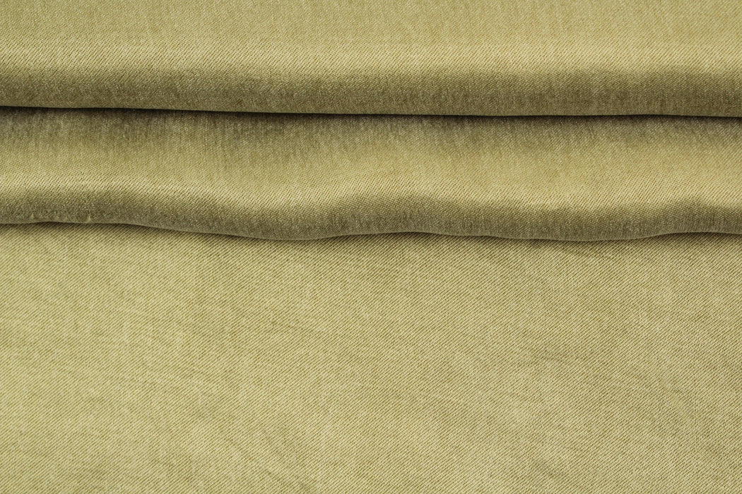 Cupro Viscose Blend Twill, Vegan Certified - AQUA - Olive Green (1 Meter Remnant)-Remnant-FabricSight