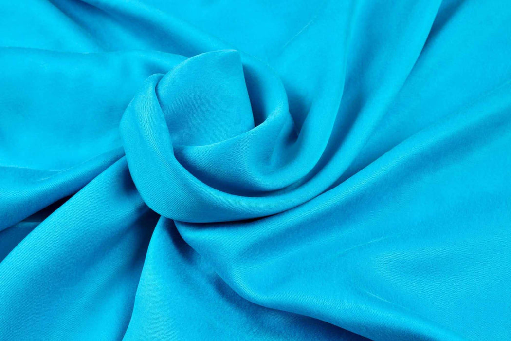 Cupro Viscose Blend Twill, Vegan Certified - Aqua (Limited Edition Colors)-Fabric-FabricSight