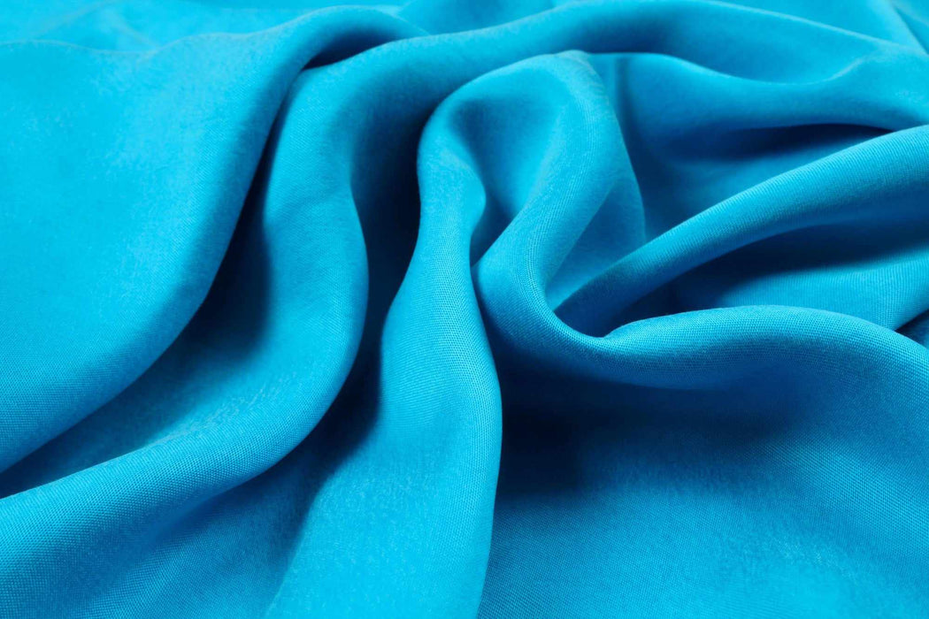 Cupro Viscose Blend Twill, Vegan Certified - Aqua (Limited Edition Colors)-Fabric-FabricSight