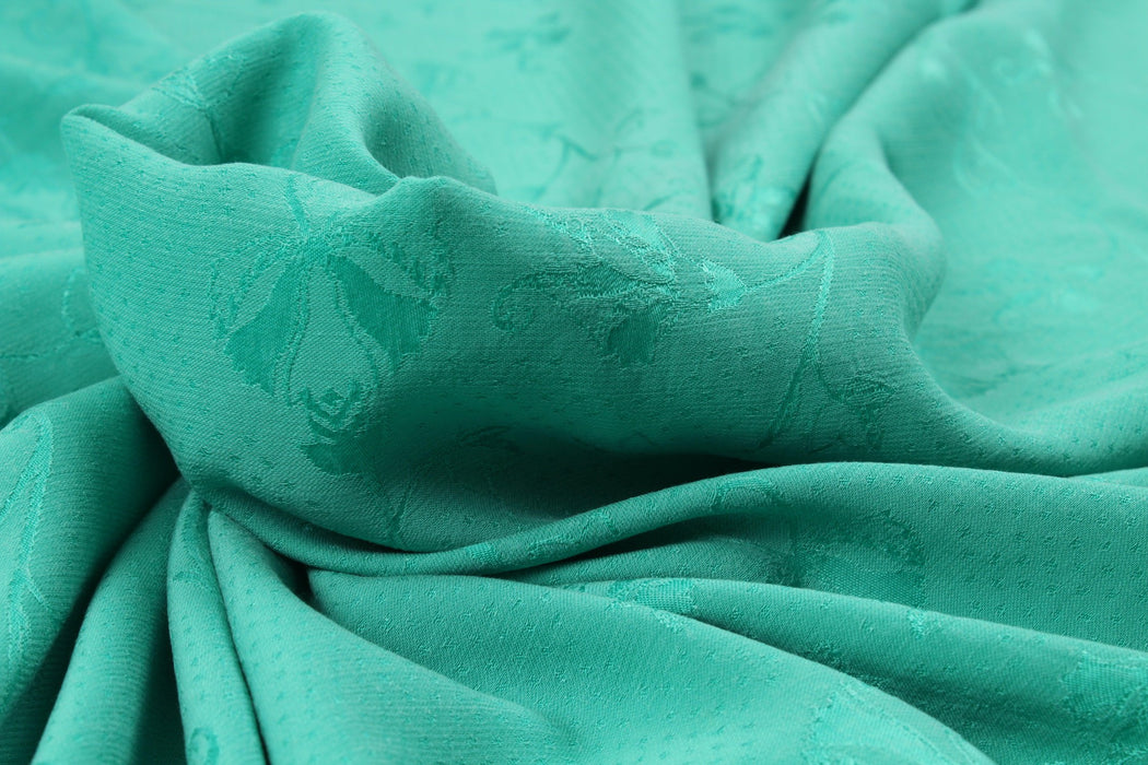 Cupro Viscose Decorative Jacquard - Sea Green - 16-5421 TPG-Fabric-FabricSight