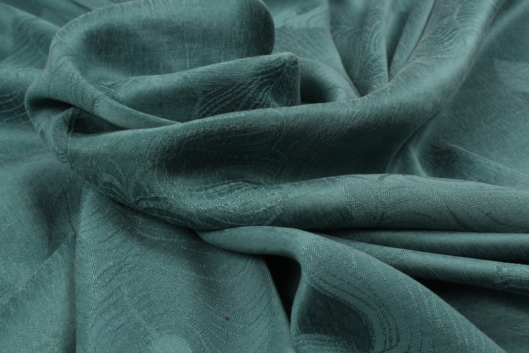 Cupro Viscose Floral Jacquard - Leaves-Fabric-FabricSight