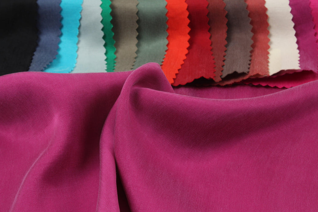 Cupro Viscose Satin Twill, Vegan Certified - Light-weight AQUA-Fabric-FabricSight