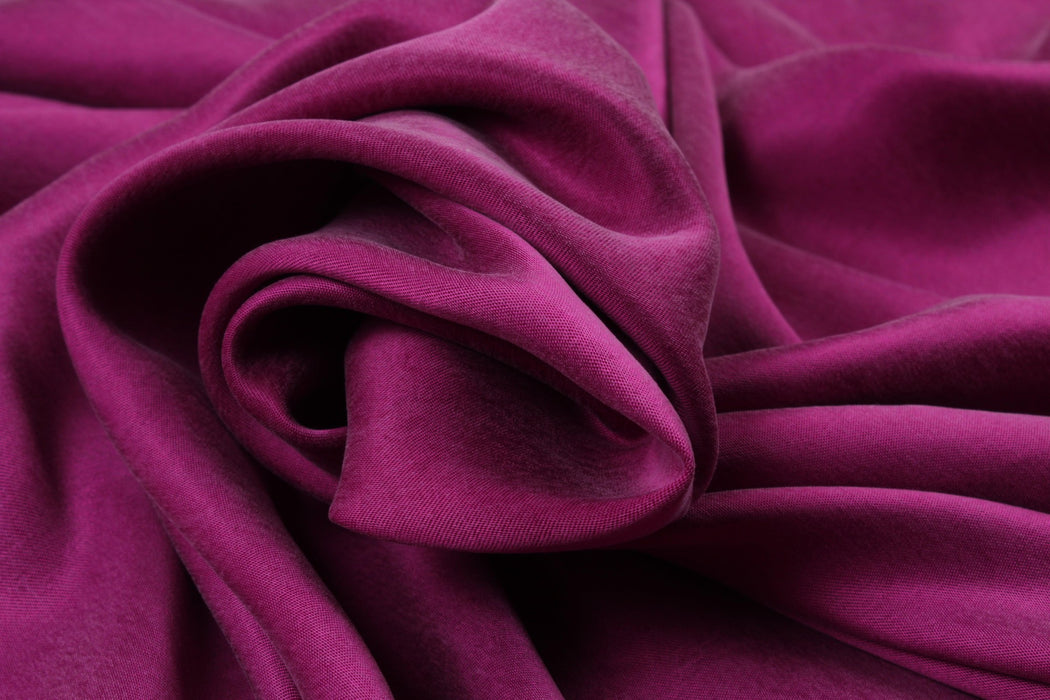 Cupro Viscose Twill, Vegan Certified - Fuchsia Red - Limited Edition-Fabric-FabricSight