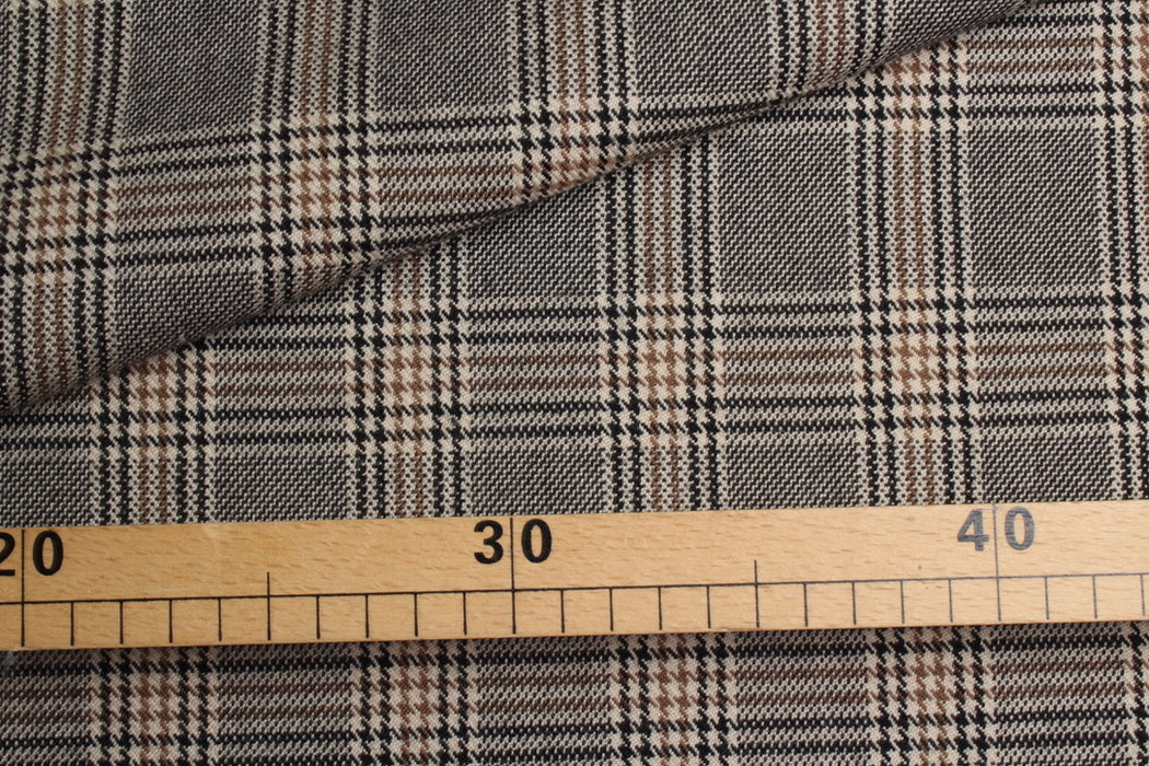 Luxury 100% Wool Prince of Wales Check – Italian Designer Stock