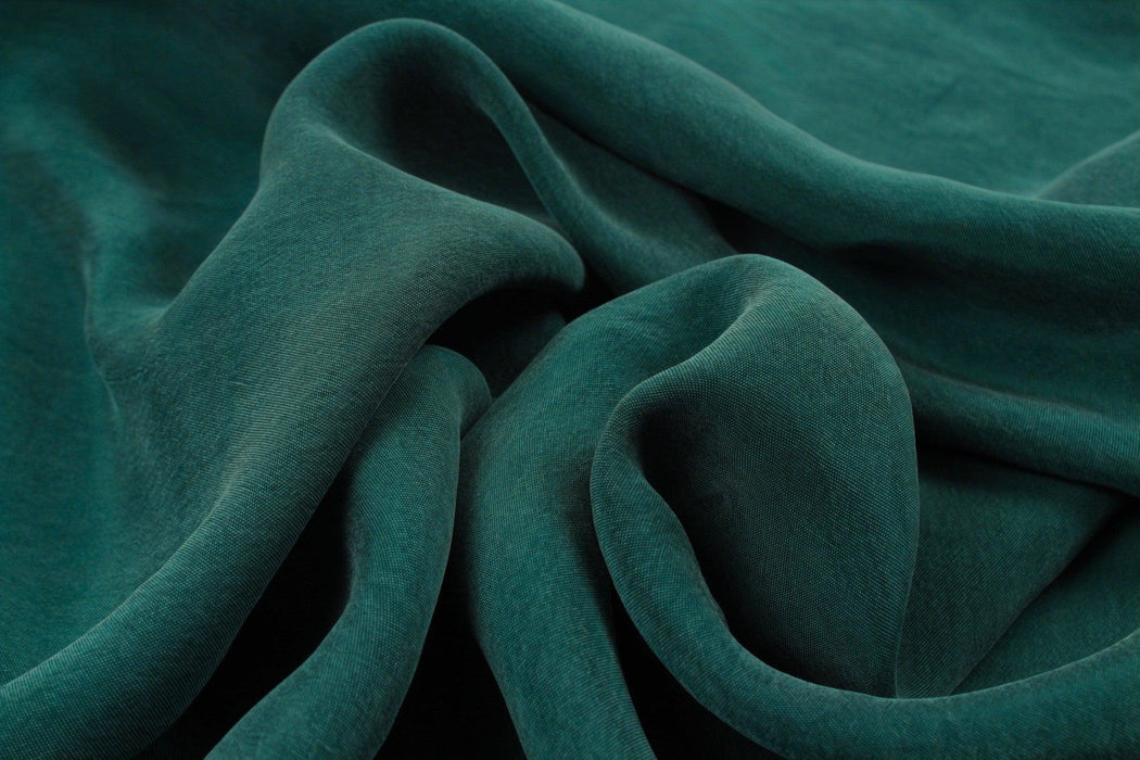 Dark Green Vegan silk - Cupro SCARLET - remnant-Remnant-FabricSight