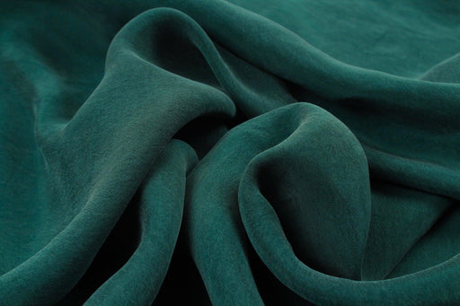 Dark Green Vegan silk - Cupro SCARLET - remnant-Remnant-FabricSight