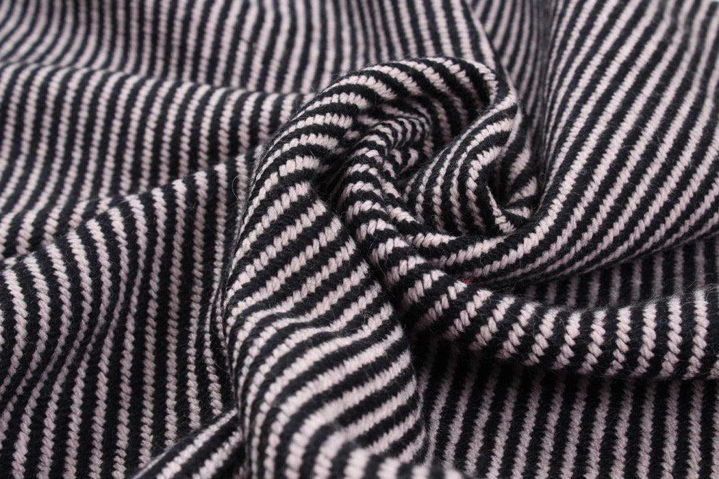 Diagonal Stripes Heavy Recycled Wool - Double Face-Fabric-FabricSight