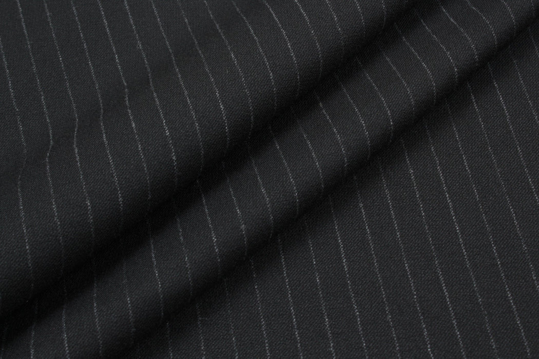 Diplomatic Stripes Twill for Suits - Polyester Blend - Black-Fabric-FabricSight