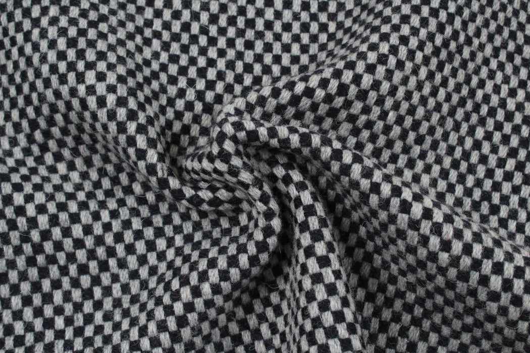 Double Face Recycled Wool - Chess Pattern-Fabric-FabricSight