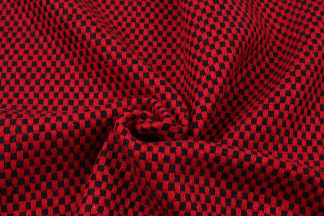 Double Face Recycled Wool - Chess Pattern-Fabric-FabricSight
