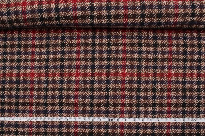 Double Face Recycled Wool and Cotton - Checks-Fabric-FabricSight
