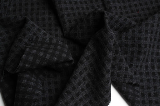 Double-Face Wool Check Fabric – Black & Grey – Designer Deadstock-Fabric-FabricSight