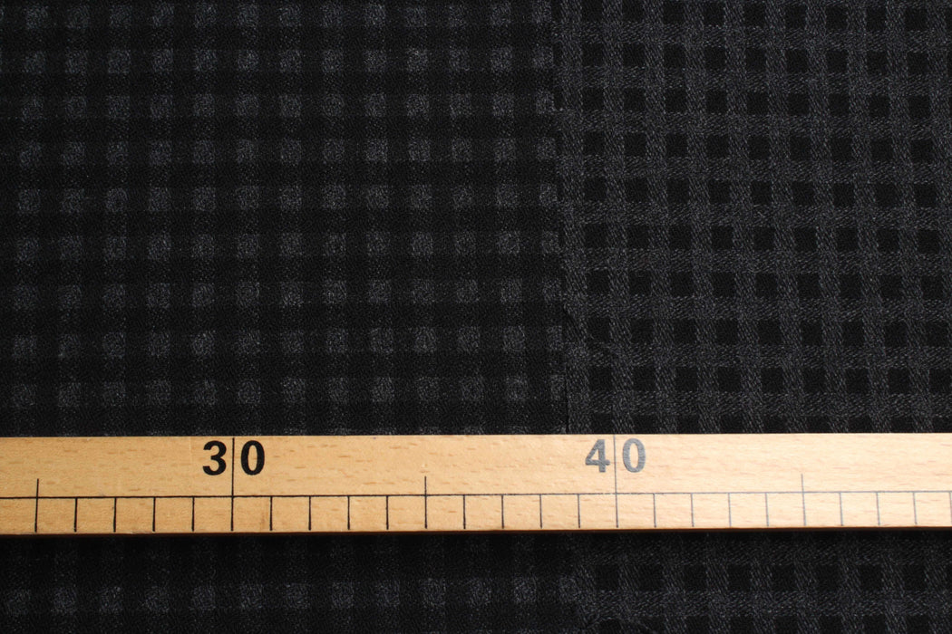 Double-Face Wool Check Fabric – Black & Grey – Designer Deadstock-Fabric-FabricSight