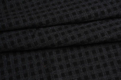Double-Face Wool Check Fabric – Black & Grey – Designer Deadstock-Fabric-FabricSight
