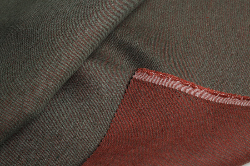 Double Face Linen Twill – 100% European Flax® – Khaki & Tile