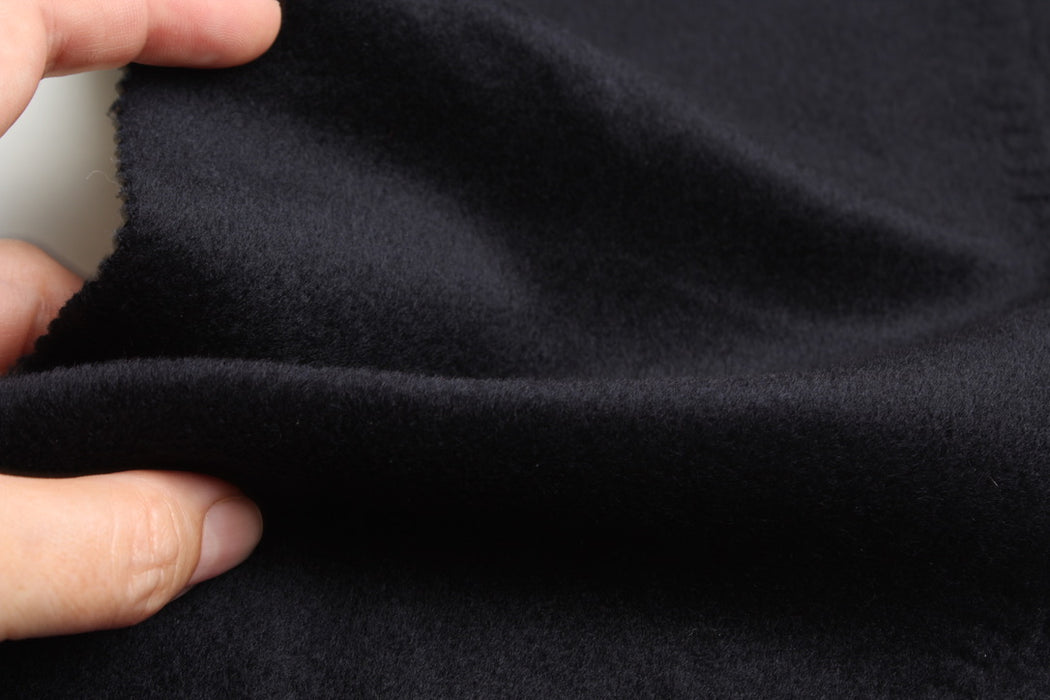 100% Virgin Wool Hairy Coat Fabric – Black – Italian Designer Stock